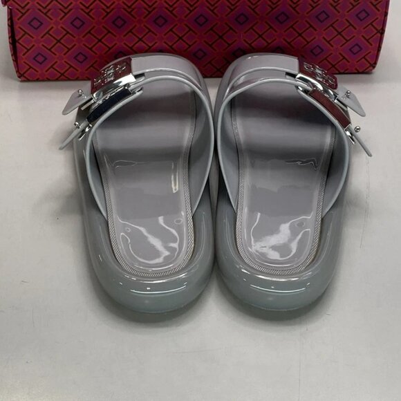 NEW TORY BURCH Buckle Bubble Jelly Slip-On Sandals – Women’s Size 7 – Light Gray - Picture 7 of 13